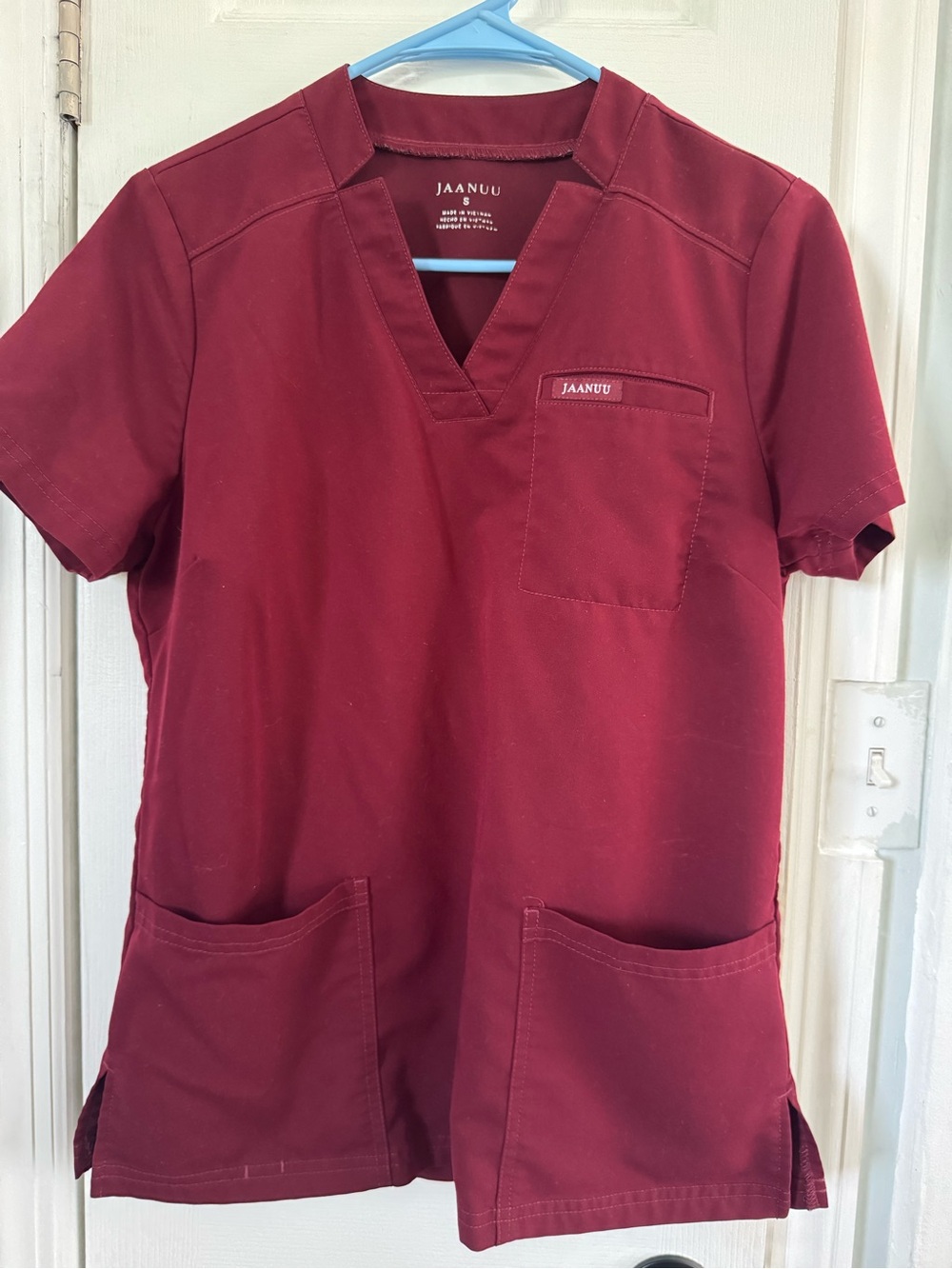 Jaanuu scrub set V-Neck Scrub Top and jogger pants in Wine